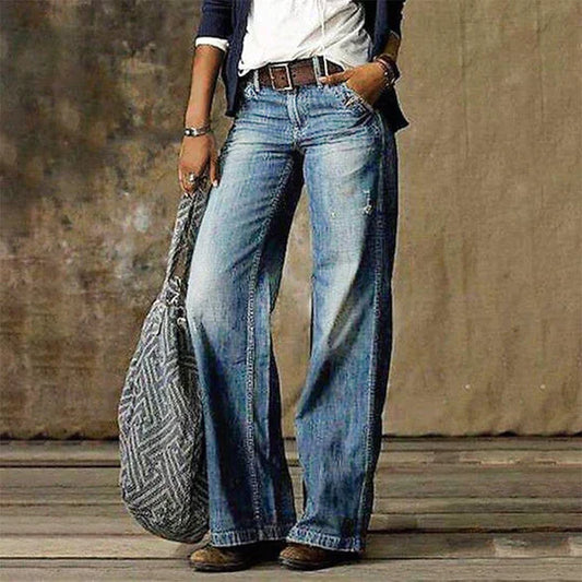 AD | Vintage denimjeans med vida ben och hög midja