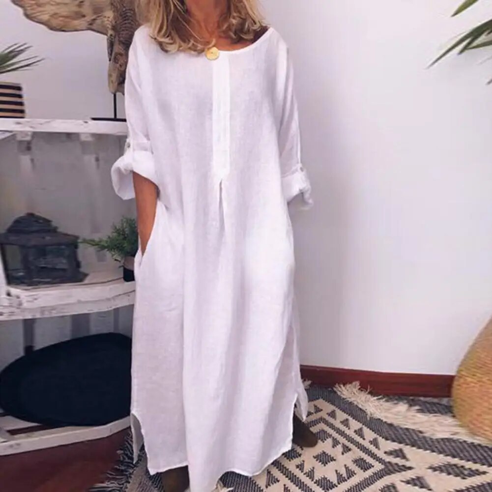 AD | Oversized lång skjortklänning i linne