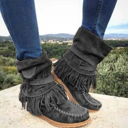 AD | Boho moccasinboots med fransar
