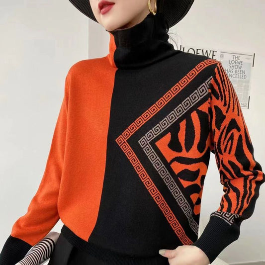 AD | Chic turtle-neck tröja med geometriskt mönster