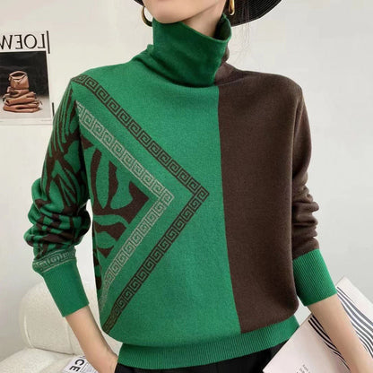 AD | Chic turtle-neck tröja med geometriskt mönster