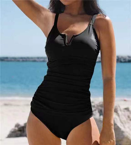 AD | Tryckt tankini med V-ringning
