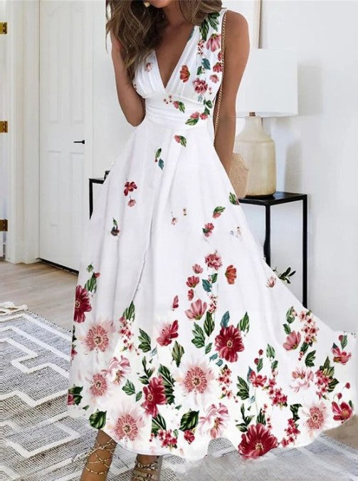 AD | Snygg ärmlös maxiklänning med blommigt tryck
