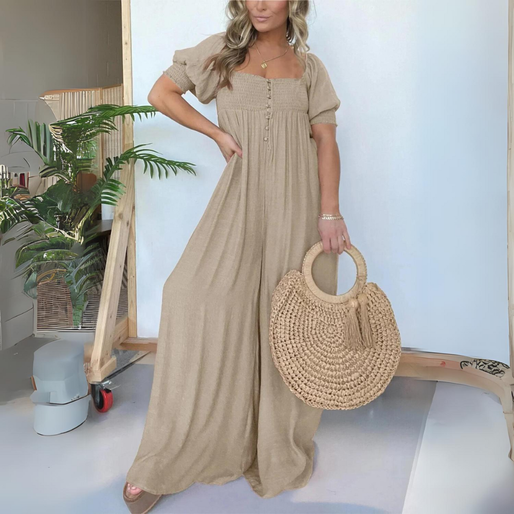 AD | Jumpsuit med fyrkantig halsringning och knappar