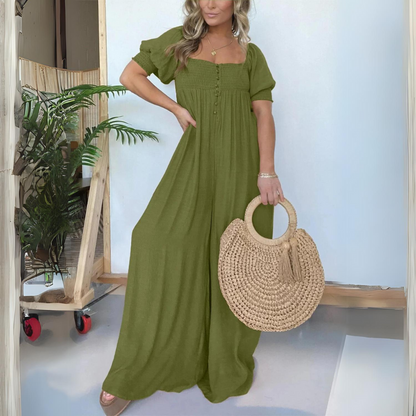 AD | Jumpsuit med fyrkantig halsringning och knappar