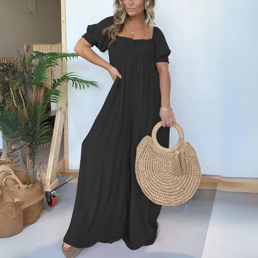 AD | Jumpsuit med fyrkantig halsringning och knappar
