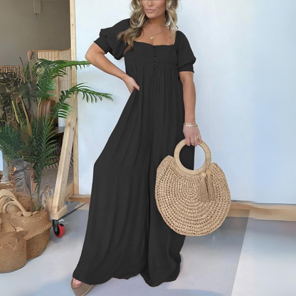 AD | Jumpsuit med fyrkantig halsringning och knappar