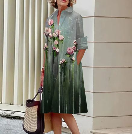 AD | Elegant klänning med skrynkligt blommönster