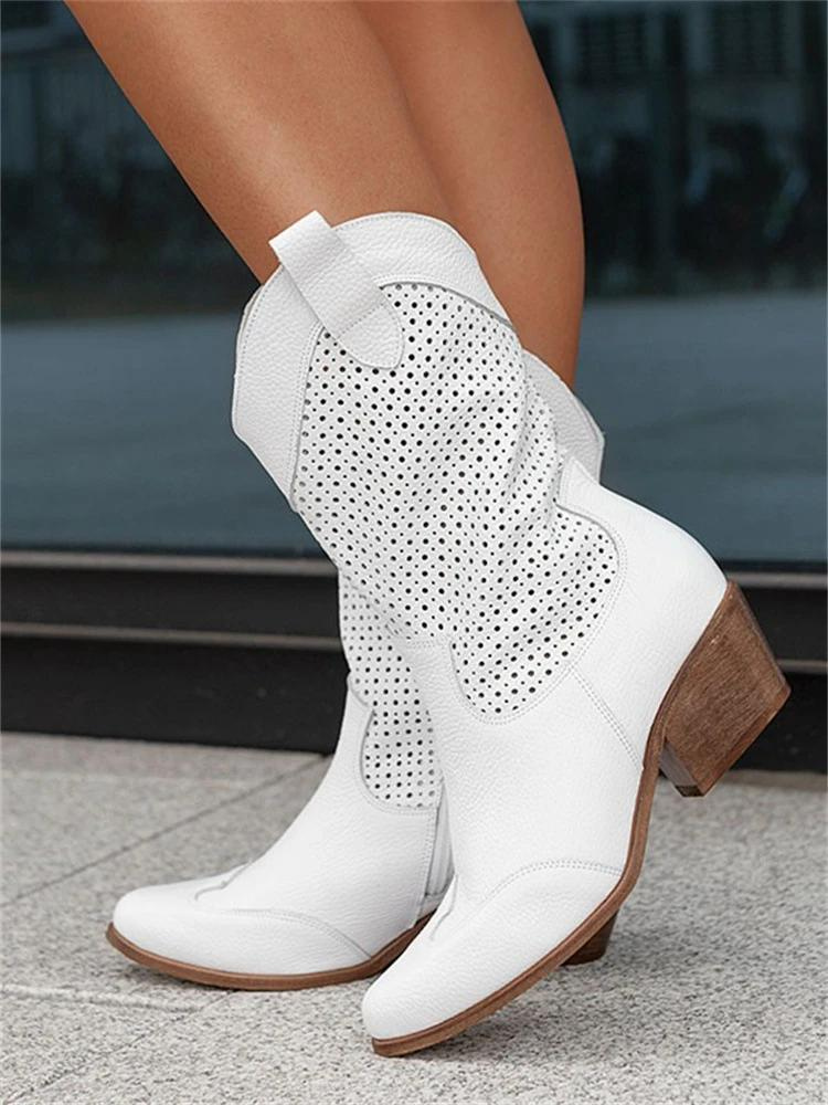 AD | Mid High Heel Branded Suede Low Cut Women's Boots Trendy