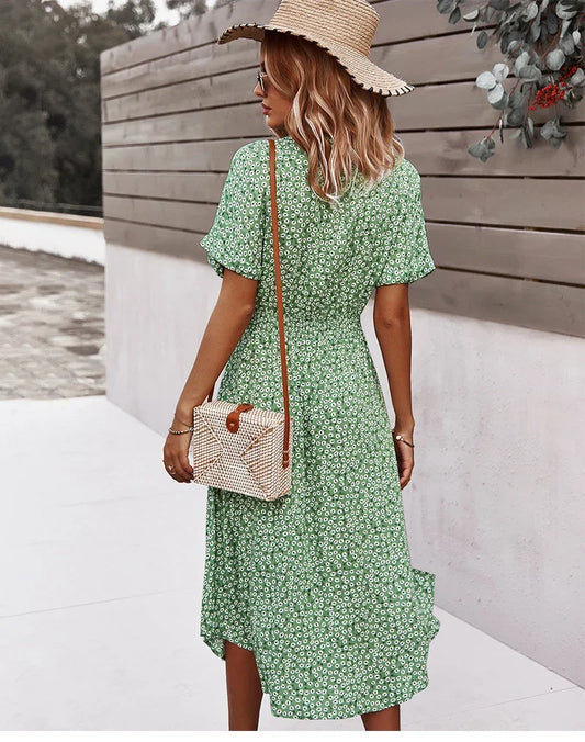 AD - Chic klänning med blommigt mönster