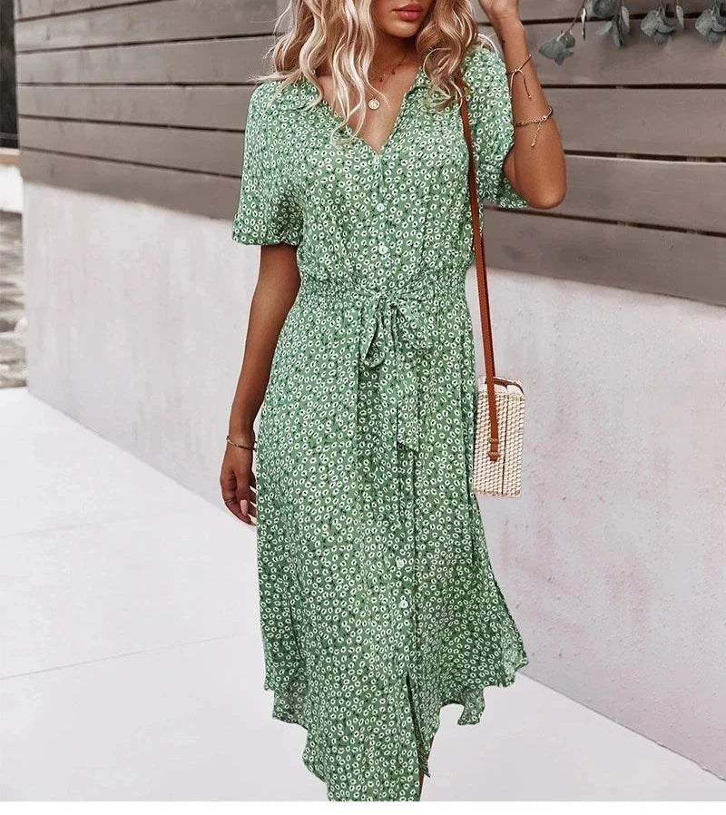 AD - Chic klänning med blommigt mönster