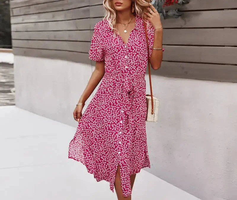 AD - Chic klänning med blommigt mönster