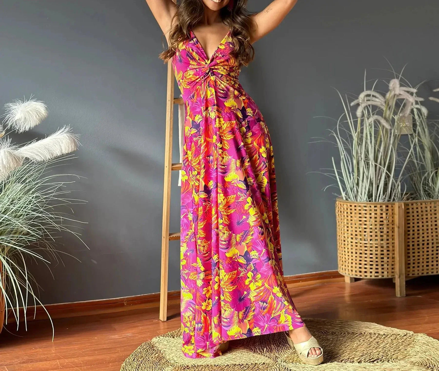 AD - Boho chic maxiklänning med axelband