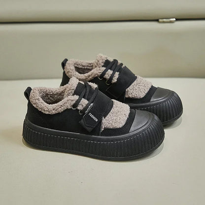 Winter Women's Keep Warm Platform Cotton Shoes Fashion Lace Up Low Top Sneakers for Women Outdoor Casual Plus Velvet Snow Boots