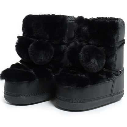 2025 Winter White Mid-calf Boots Women Fur Boots Brand Luxury Fluffy Fur Snow Boots Female Thick Fur Non-slip Cotton Boots
