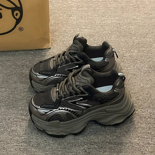 Women Platform Sneakers 2025 Autumn New Fashion Casual Lace Up Sports Shoes Woman Non Slip Walking Shoes Ladies Vulcanize Shoes