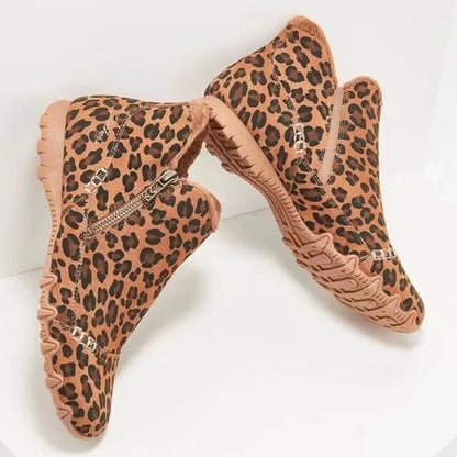 AD | Ankelstövlar i leopardmönster med foder i fuskpäls