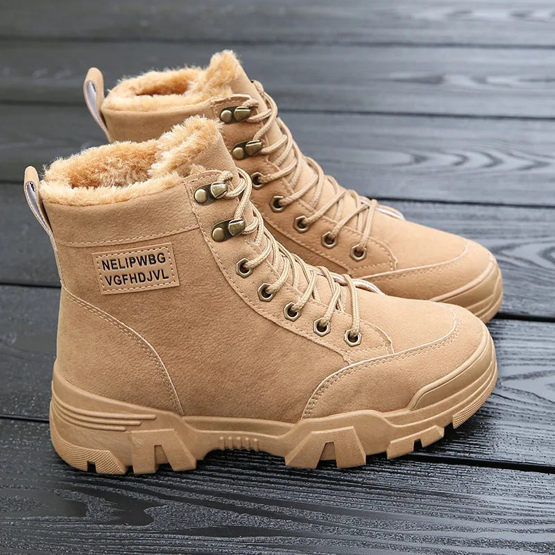 Winter Plus Velvet Women's Boots Thickened Warm Cotton Shoes Suede Thick Soled Non-slip Woman Sneakers Student Casual Snow Boots