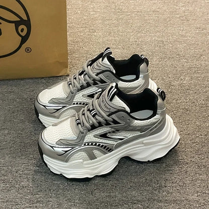 Women Platform Sneakers 2025 Autumn New Fashion Casual Lace Up Sports Shoes Woman Non Slip Walking Shoes Ladies Vulcanize Shoes