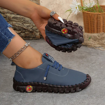Sneakers Women Shoes Loafers Lace Up Leather Flat New Spring Casual comfortable Mom Shoe Mujer Zapatos Chaussure Femme