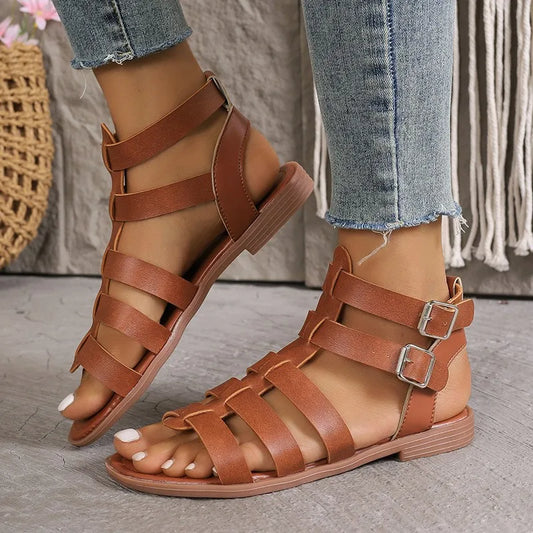 AD | | Eleganta sandaler för kvinnor Brun Vit
