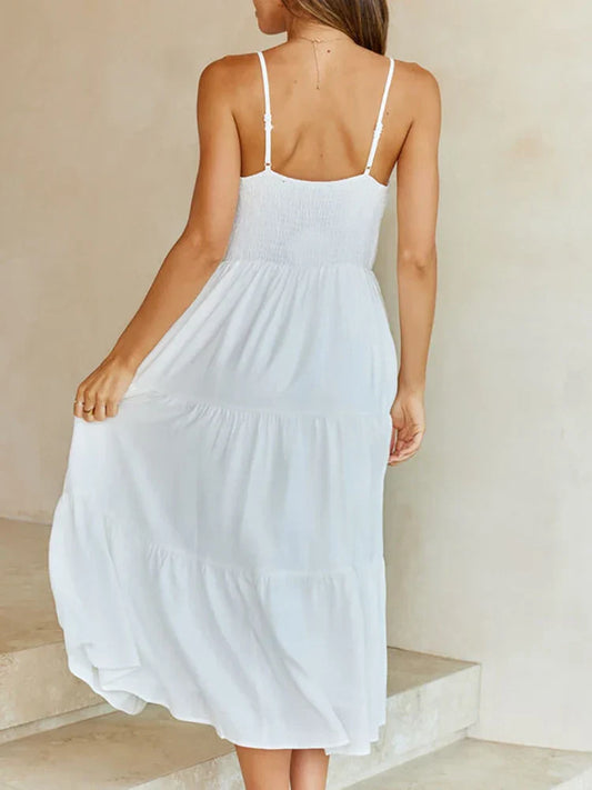 AD | Spaghettistroppar i enfärgad A Line Basic Backless Midiklänningar