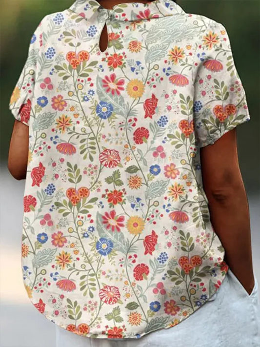 AD | Blus med blommigt tryck för kvinnor