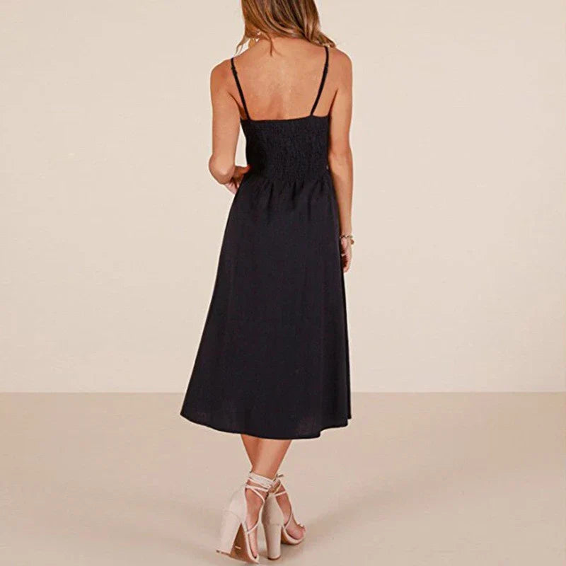 AD | Camisole Fashionabla midiklänningar med patchwork och knappslå
