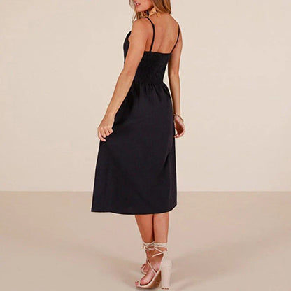AD | Camisole Fashionabla midiklänningar med patchwork och knappslå