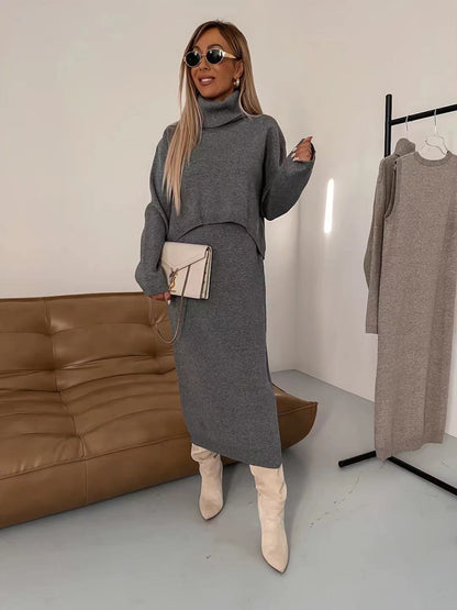 AD | Set med långklänning och elegant turtleneck-tröja