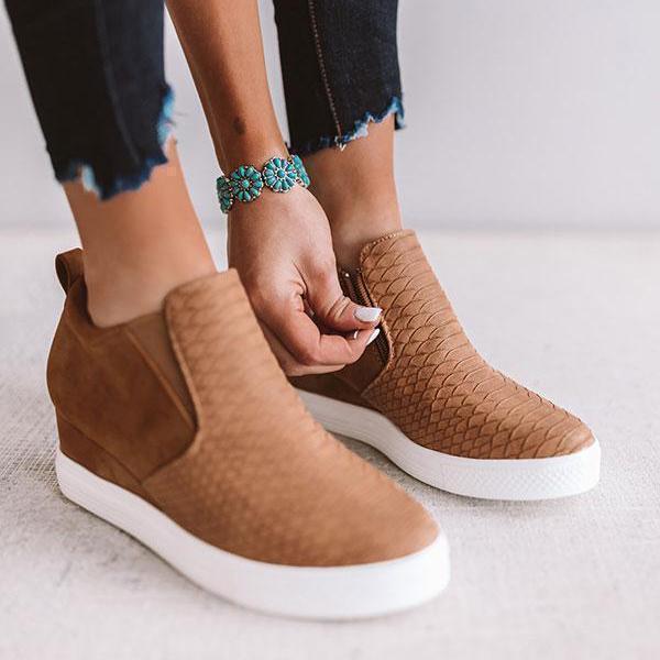AD | Kvinnor Runda Hollow Wedges Ankelkängor med dragkedja