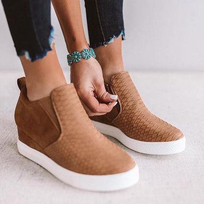 AD | Kvinnor Runda Hollow Wedges Ankelkängor med dragkedja