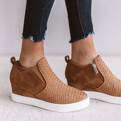 AD | Kvinnor Runda Hollow Wedges Ankelkängor med dragkedja