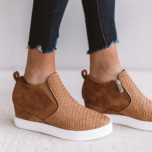 AD | Kvinnor Runda Hollow Wedges Ankelkängor med dragkedja