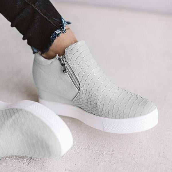 AD | Kvinnor Runda Hollow Wedges Ankelkängor med dragkedja