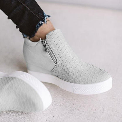 AD | Kvinnor Runda Hollow Wedges Ankelkängor med dragkedja