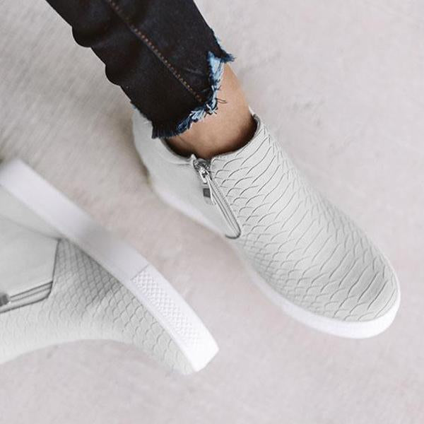 AD | Kvinnor Runda Hollow Wedges Ankelkängor med dragkedja