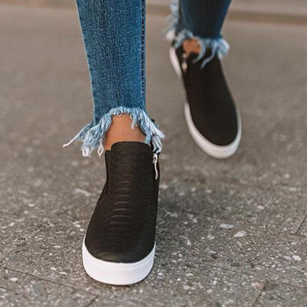 AD | Kvinnor Runda Hollow Wedges Ankelkängor med dragkedja