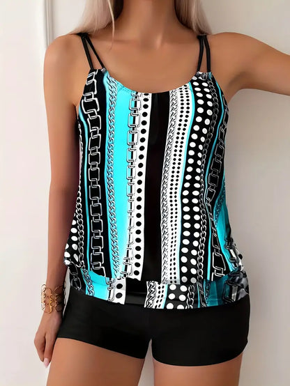 AD | Randig tankini med tryck