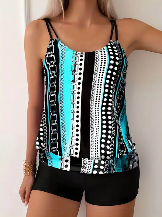 AD | Randig tankini med tryck