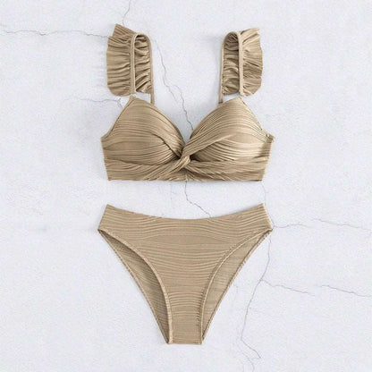 AD | Enfärgad bikini med volanger för dam i 2 färger S-XL