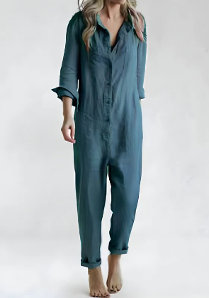 AD | Långärmad jumpsuit med knappslå