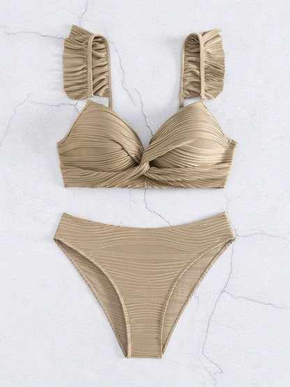 AD | Enfärgad bikini med volanger för dam i 2 färger S-XL