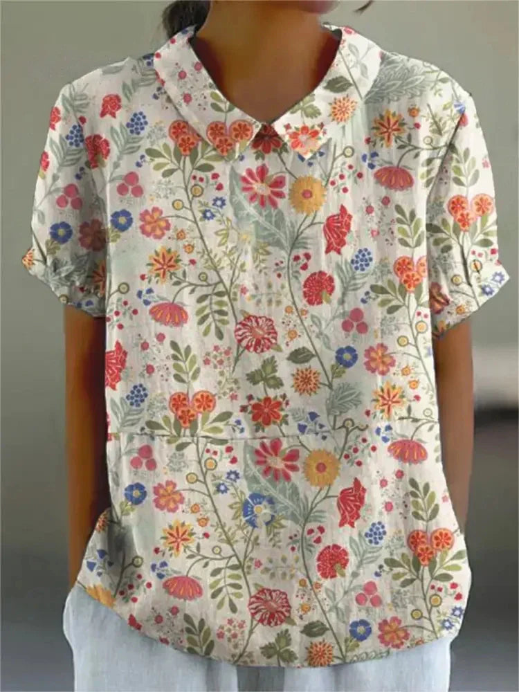 AD | Blus med blommigt tryck för kvinnor