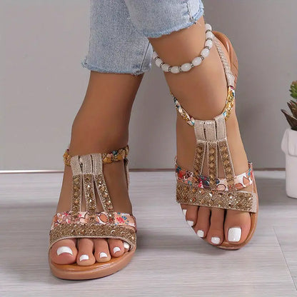 AD | Boho glam strass flätade kilklackssandaler