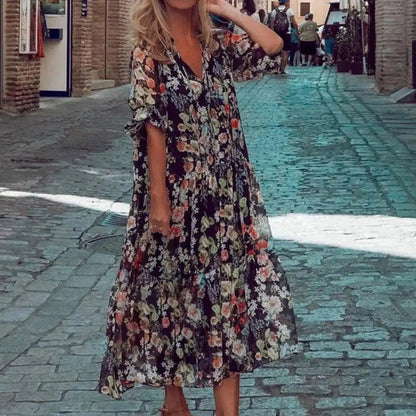 AD | Elegant långärmad blommig klänning