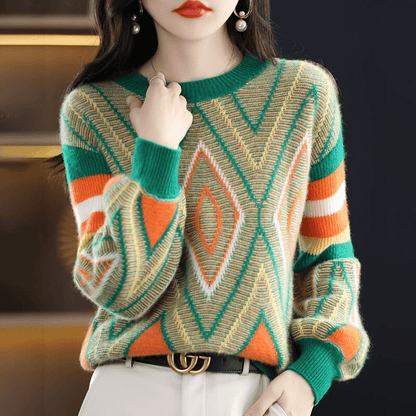 AD | A'leurs - Elegant grön-orange mönstrad tröja