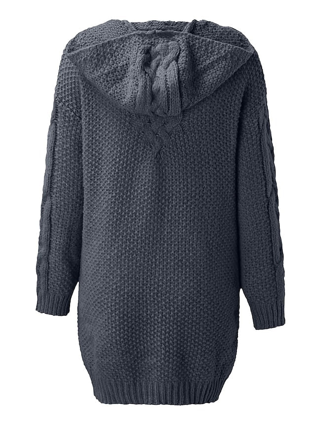 AD | Cardigan med huva i grovstickat material