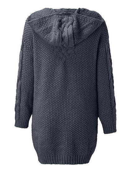 AD | Cardigan med huva i grovstickat material
