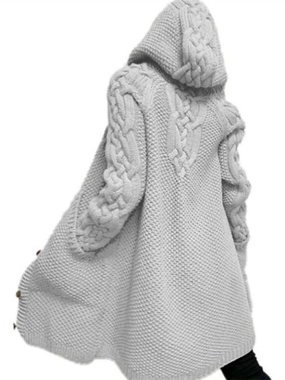 AD | Cardigan med huva i grovstickat material